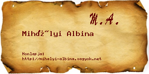 Mihályi Albina névjegykártya
